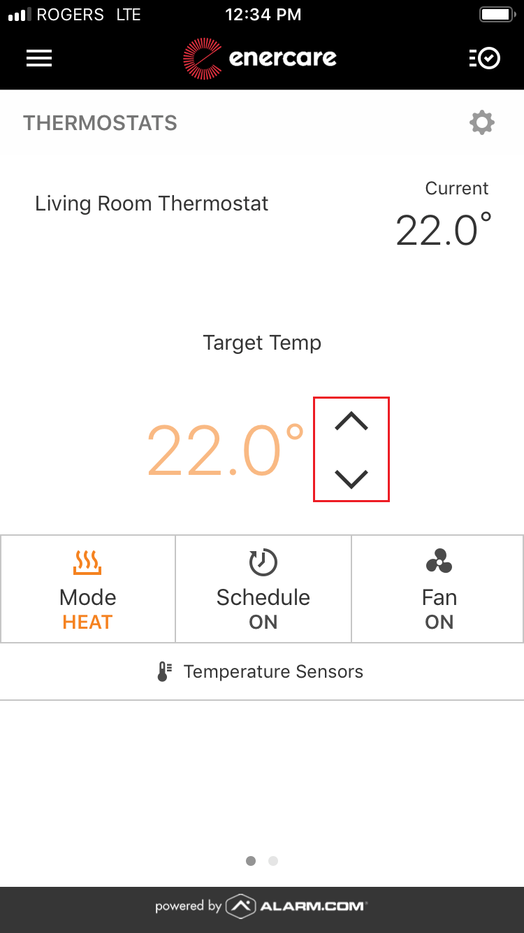 Smarter home app thermostat view
